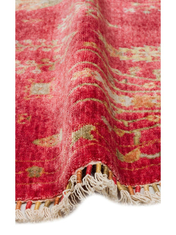 Oushak Carnaval Tapis Uşak Moderne TENCEL™ 100 % Naturel, Facile à Nettoyer, Fait Main 08 RED AUTUMN Q  