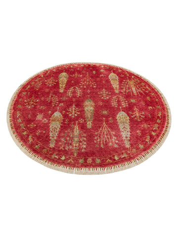 Oushak Carnaval Tapis Uşak Moderne TENCEL™ 100 % Naturel, Facile à Nettoyer, Fait Main 08 RED AUTUMN Q  