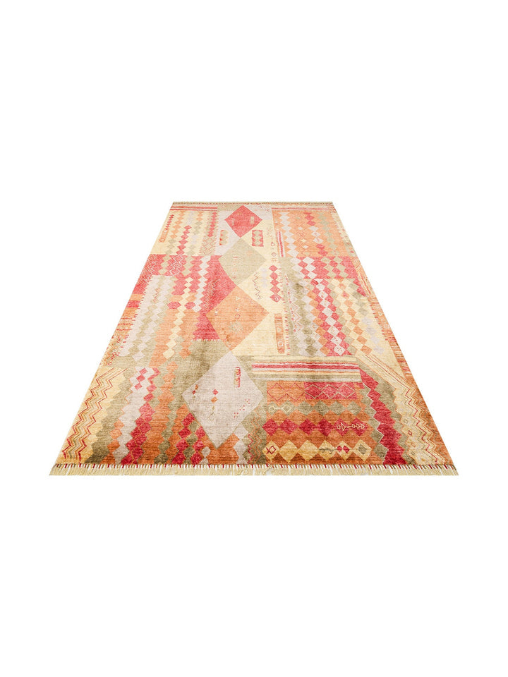 Oushak Carnaval %100 Naturel Kolay Temizlenir El Emeğiyle Üretilen TENCEL™ Modern Uşak Halısı 10 RED - Carpetdocia