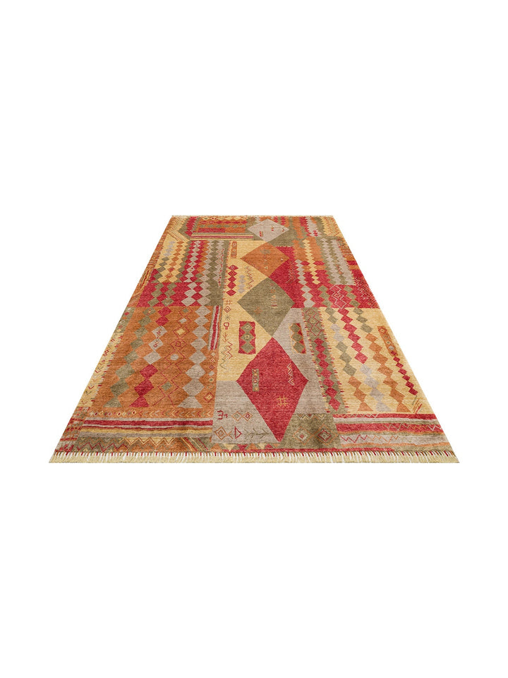 Oushak Carnaval %100 Naturel Kolay Temizlenir El Emeğiyle Üretilen TENCEL™ Modern Uşak Halısı 10 RED - Carpetdocia