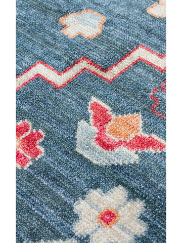 Oushak Carnaval 100 % natürlich Leicht zu reinigen Handgefertigt TENCEL™ Moderner Uşak-Teppich 17 NAVY MULTY
