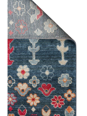 Oushak Carnaval 100 % natürlich Leicht zu reinigen Handgefertigt TENCEL™ Moderner Uşak-Teppich 17 NAVY MULTY