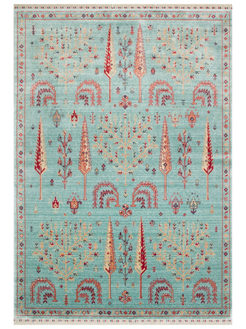 Oushak Carnaval 100% natürliche, leicht zu reinigende, handgefertigte TENCEL™ moderner Uşak-Teppich 22 TURQUOISE