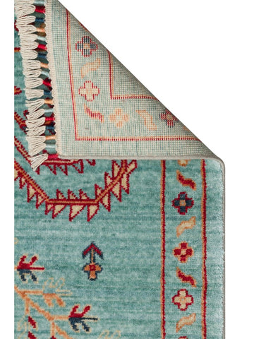 Oushak Carnaval 100% natürliche, leicht zu reinigende, handgefertigte TENCEL™ moderner Uşak-Teppich 22 TURQUOISE