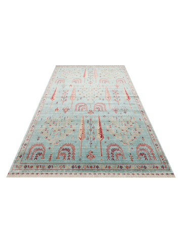 Oushak Carnaval 100% natürliche, leicht zu reinigende, handgefertigte TENCEL™ moderner Uşak-Teppich 22 TURQUOISE