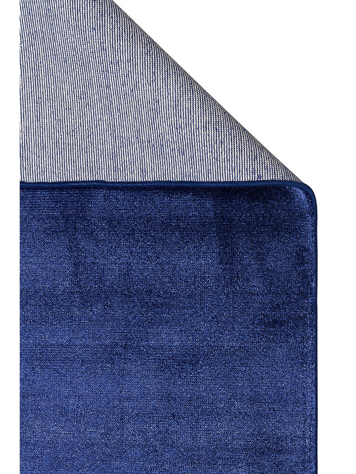 Queen Serisi %100 Naturel Viskon Parlak Modern El Emeğiyle Üretilen Salon Oturma Odası Halı MID BLUE - Carpetdocia