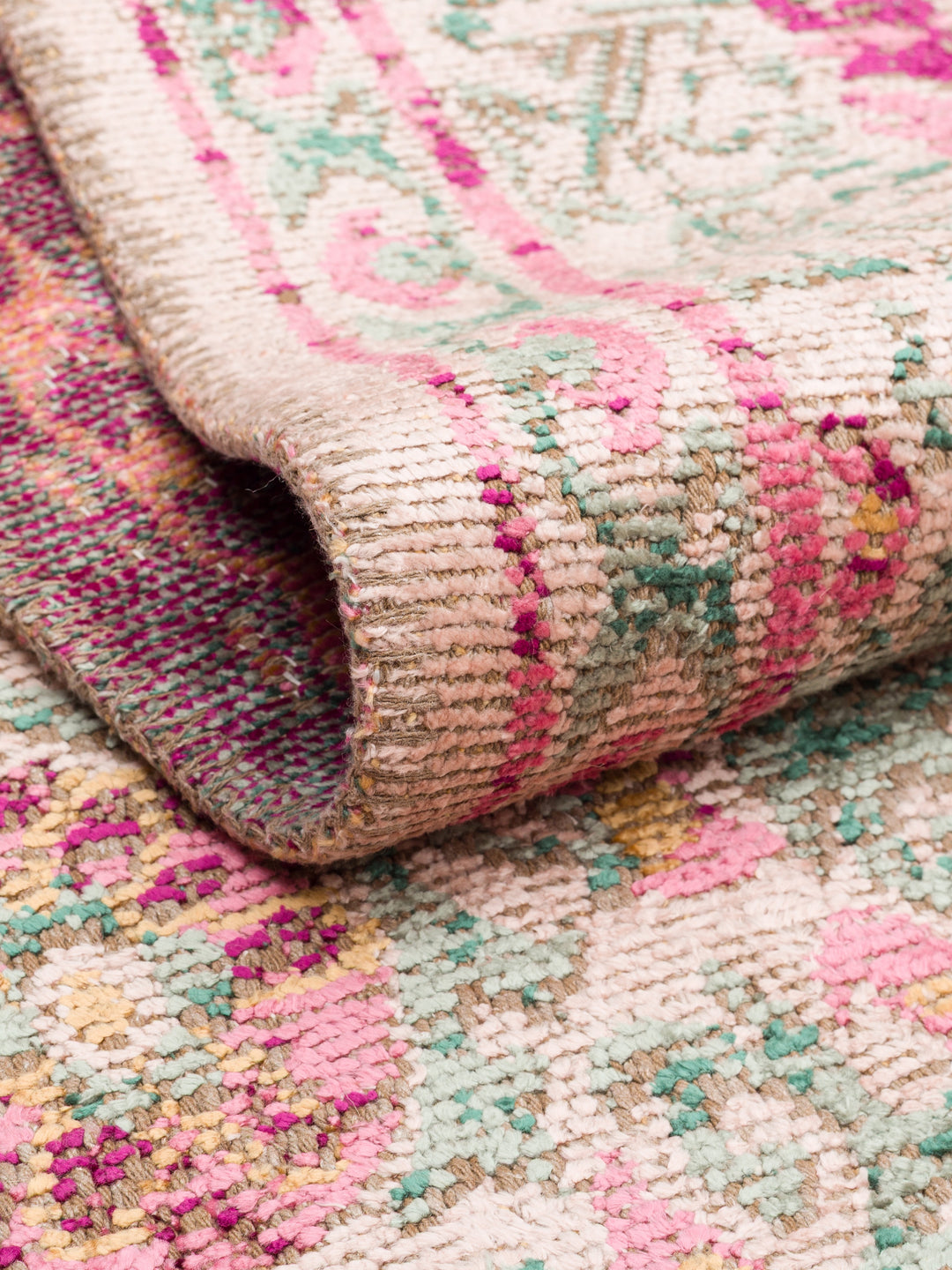 Ruggadocia Mahal Pembe Çiçek Desenli Halı Somon detay