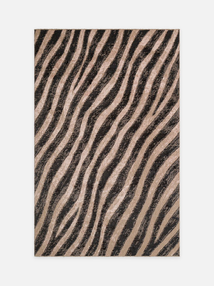 Ruggadocia Safari Zebra Desenli Halı kuşbakışı