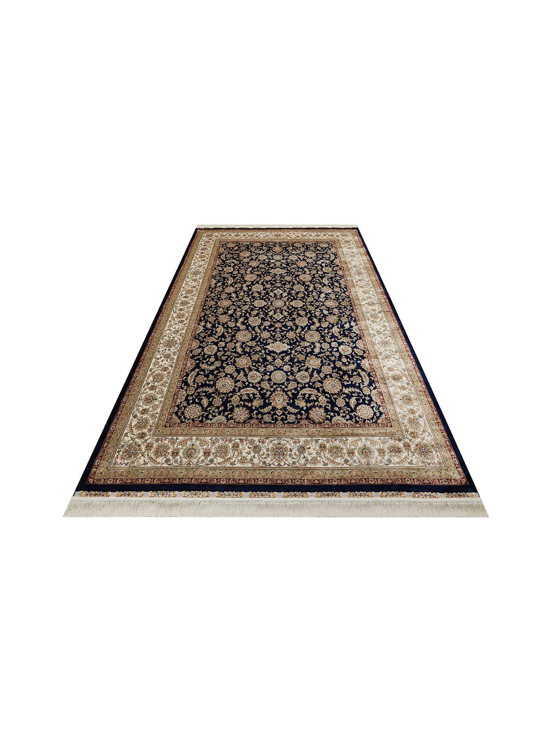 Topkapı Serisi Yüksek Kalite Sık Dokuma Klasik Desenli Özel Işıltılı Salon Halısı 03 NAVY CREAM - Carpetdocia