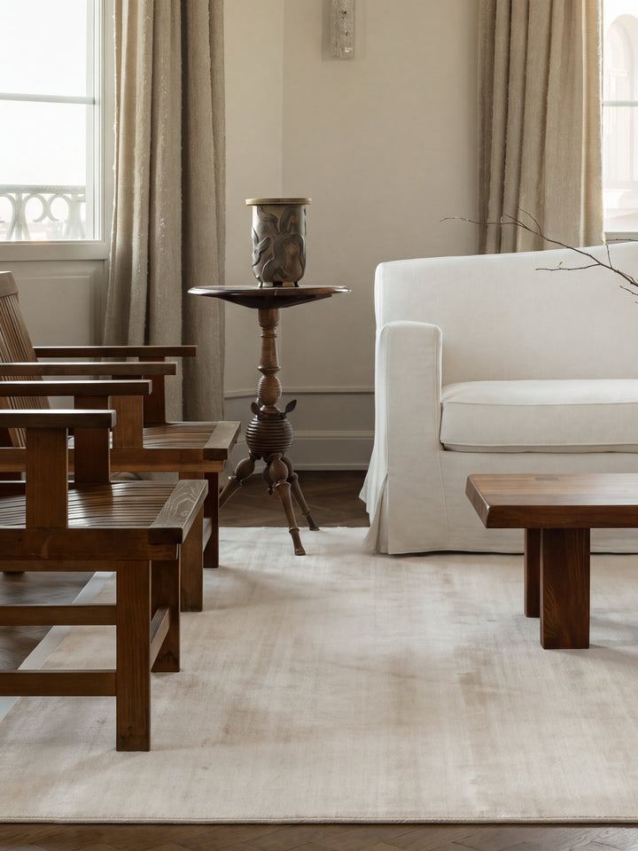 Victoria %100 TENCEL™ Lyocell El Emeği ile Üretilen Halı IVORY CREAM oda görünümü